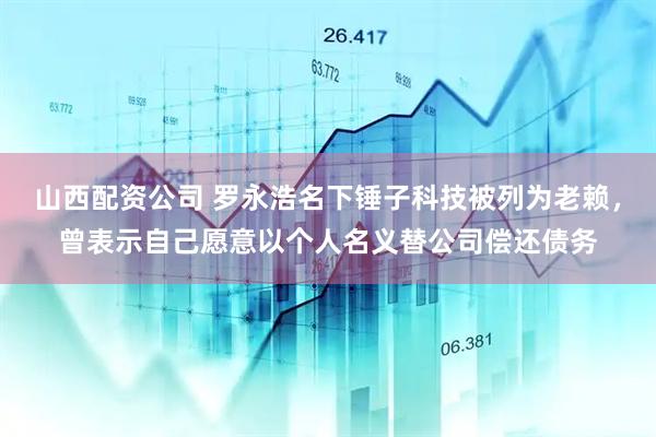 山西配资公司 罗永浩名下锤子科技被列为老赖，曾表示自己愿意以个人名义替公司偿还债务
