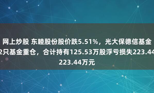 网上炒股 东睦股份股价跌5.51%，光大保德信基金旗下2只基金重仓，合计持有125.53万股浮亏损失223.44万元