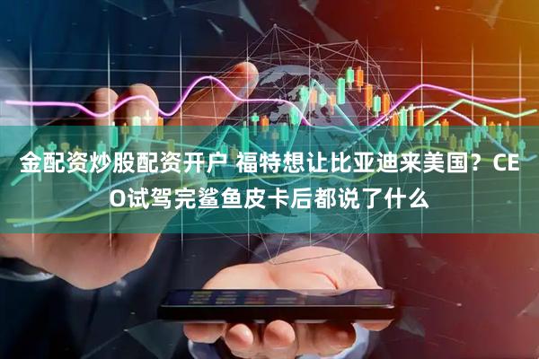 金配资炒股配资开户 福特想让比亚迪来美国？CEO试驾完鲨鱼皮卡后都说了什么